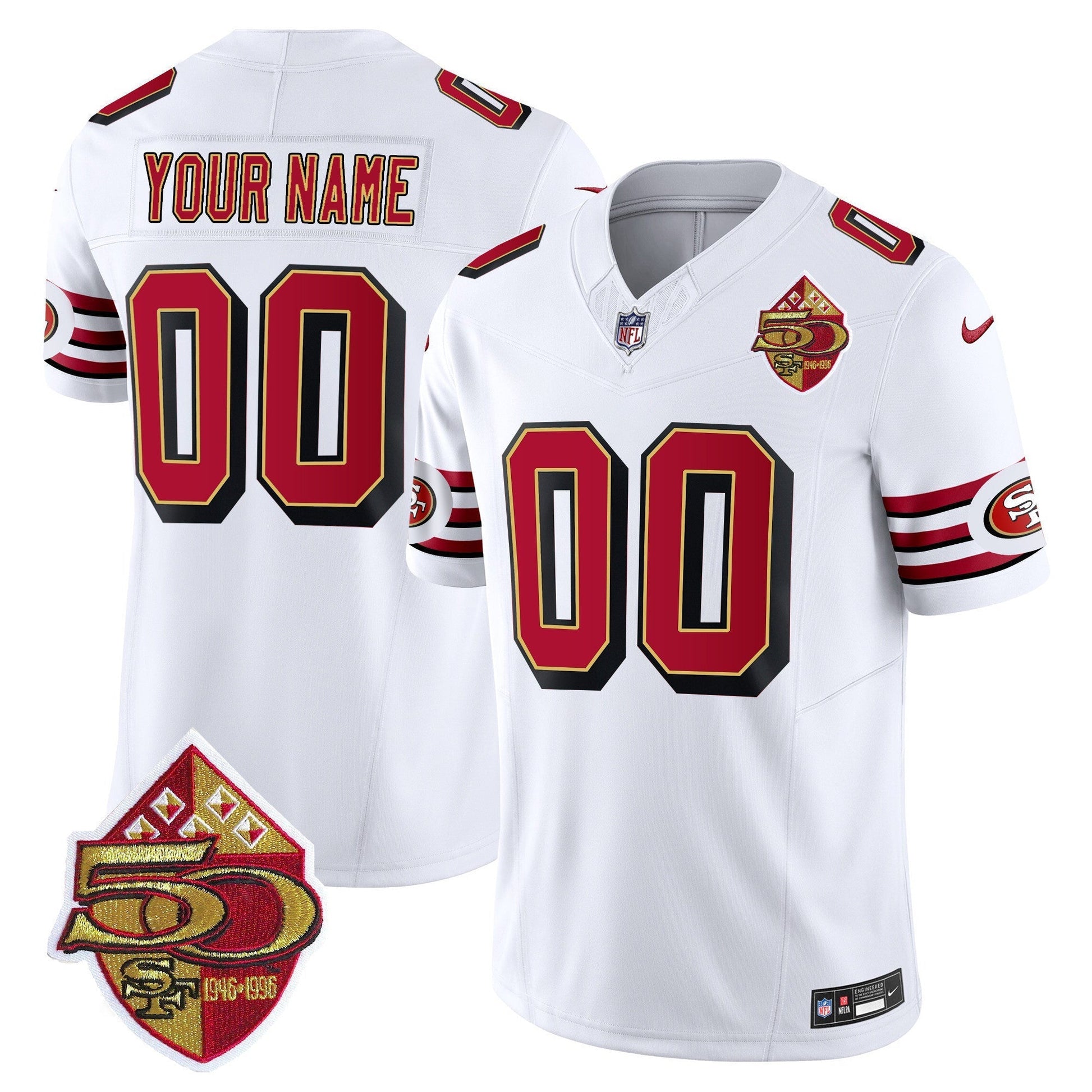 49ers 1996 Throwback/ 75th Patch Vapor Limited Custom Jersey - All Stitched