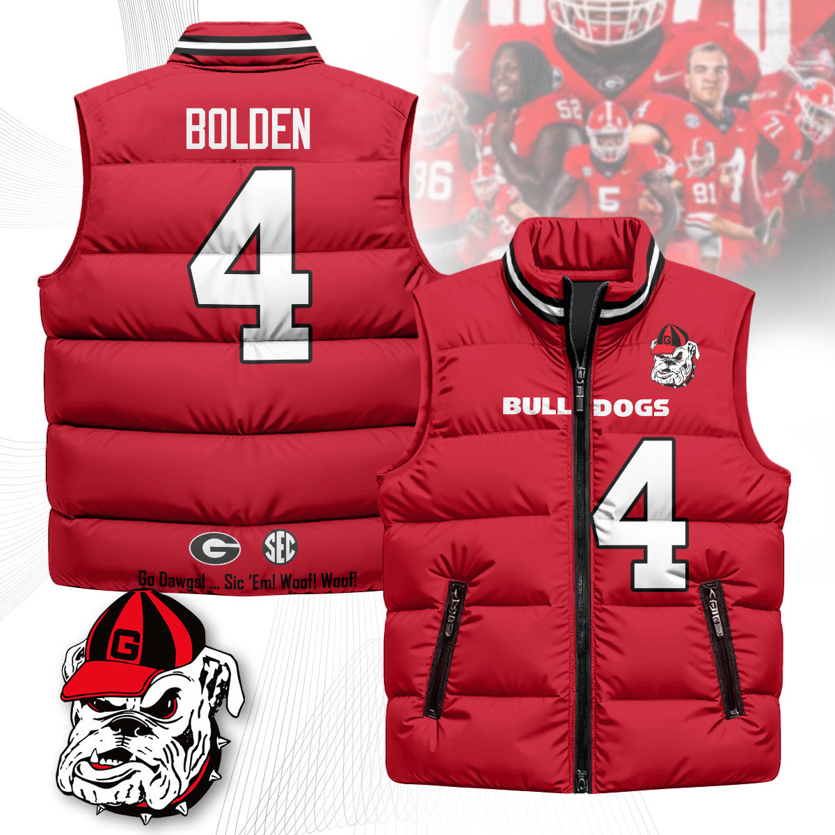 Georgia Bulldogs Unisex Puffer Vest