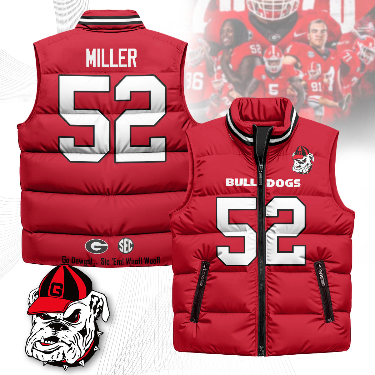 Georgia Bulldogs Unisex Puffer Vest
