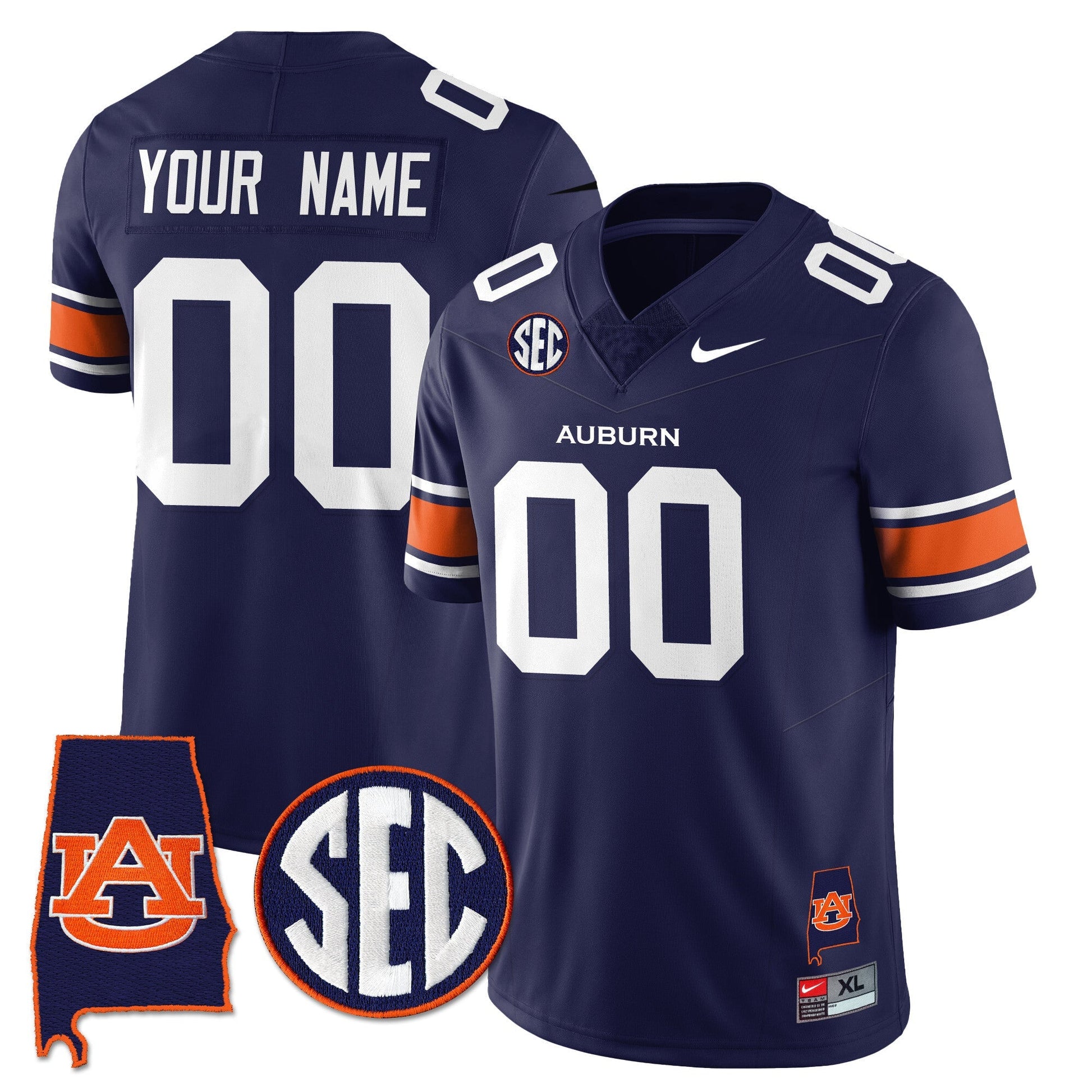Auburn Tigers Alabama Patch Vapor Limited Custom Jersey - All Stitched