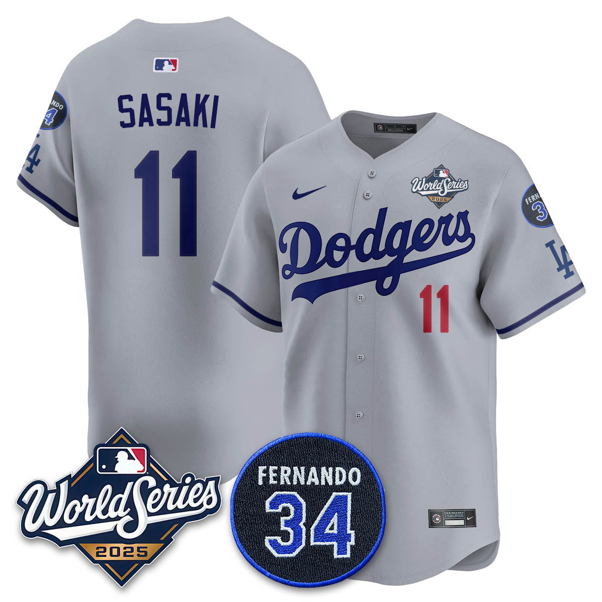 Los Angeles Dodgers 2025 National League Champions Jersey - All Stitched