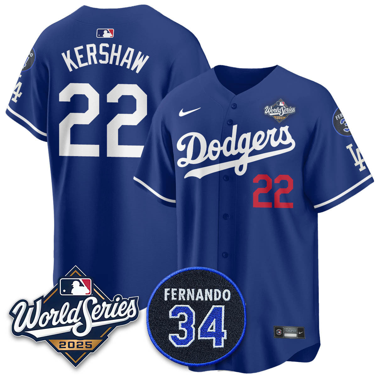 Los Angeles Dodgers 2025 National League Champions Jersey - All Stitched