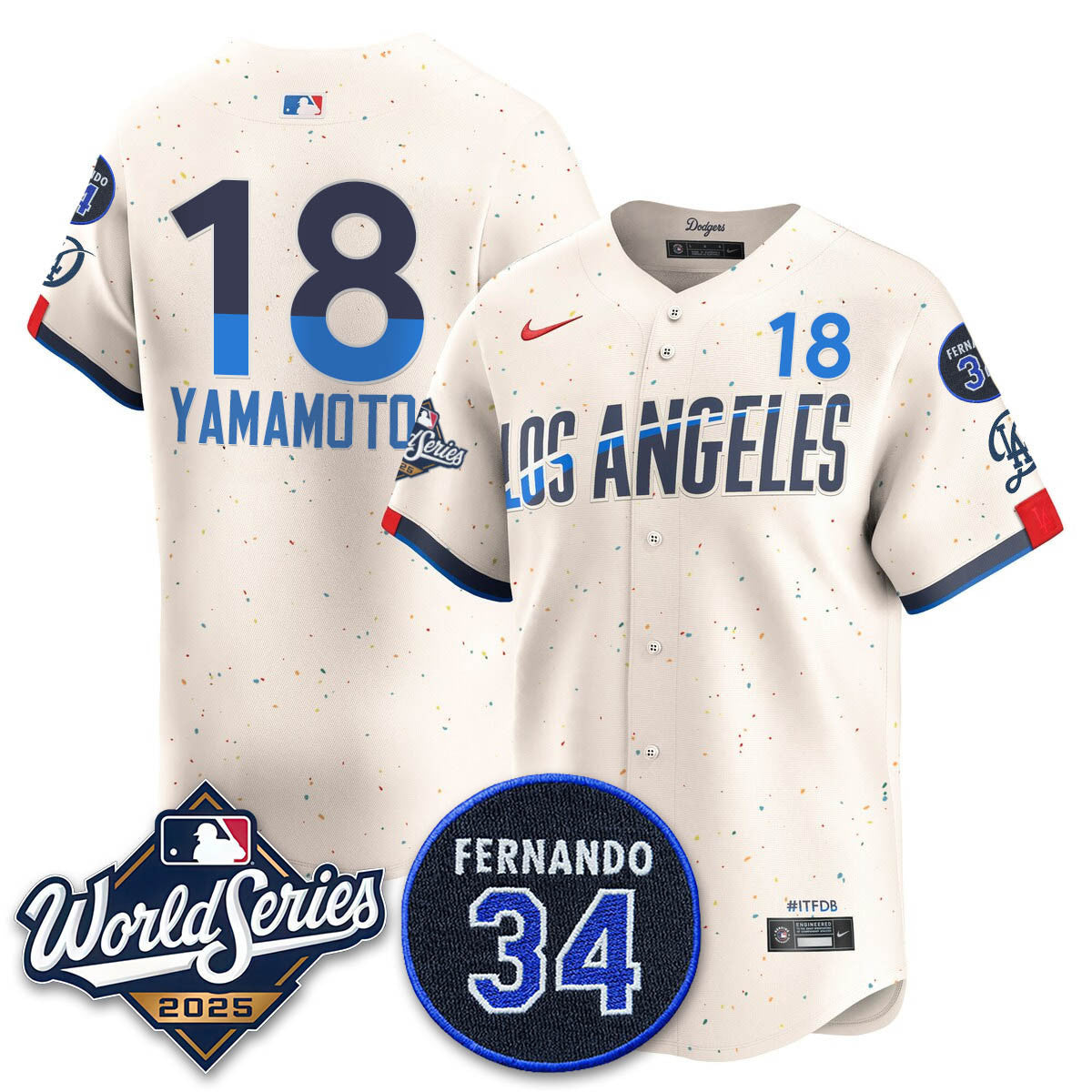 Los Angeles Dodgers 2025 National League Champions Jersey - All Stitched