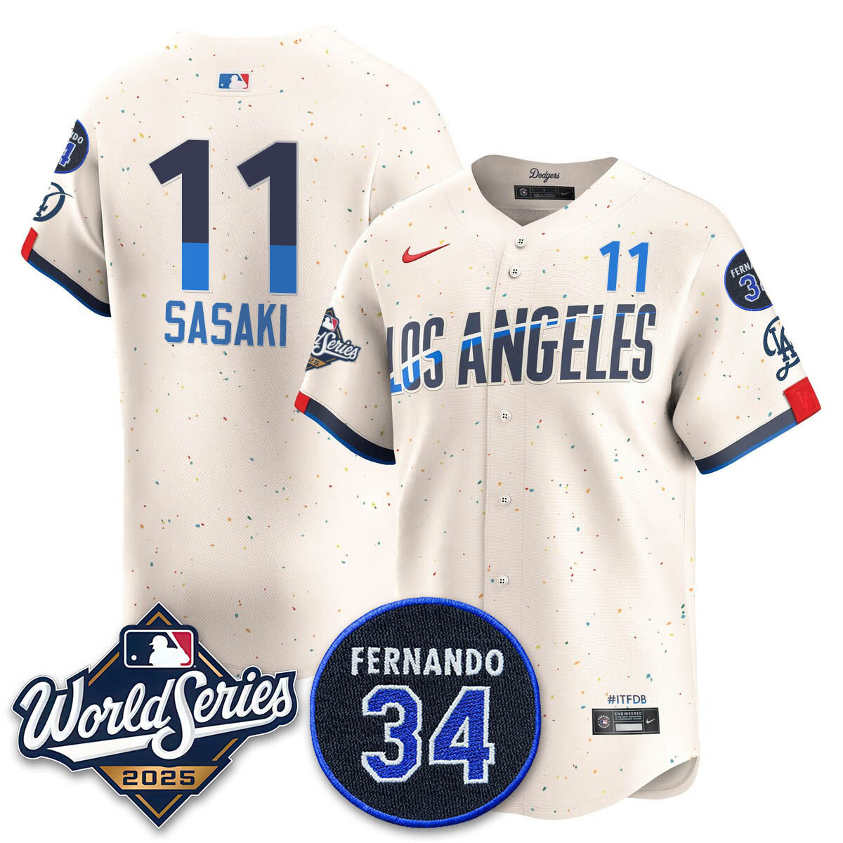 Los Angeles Dodgers 2025 National League Champions Jersey - All Stitched