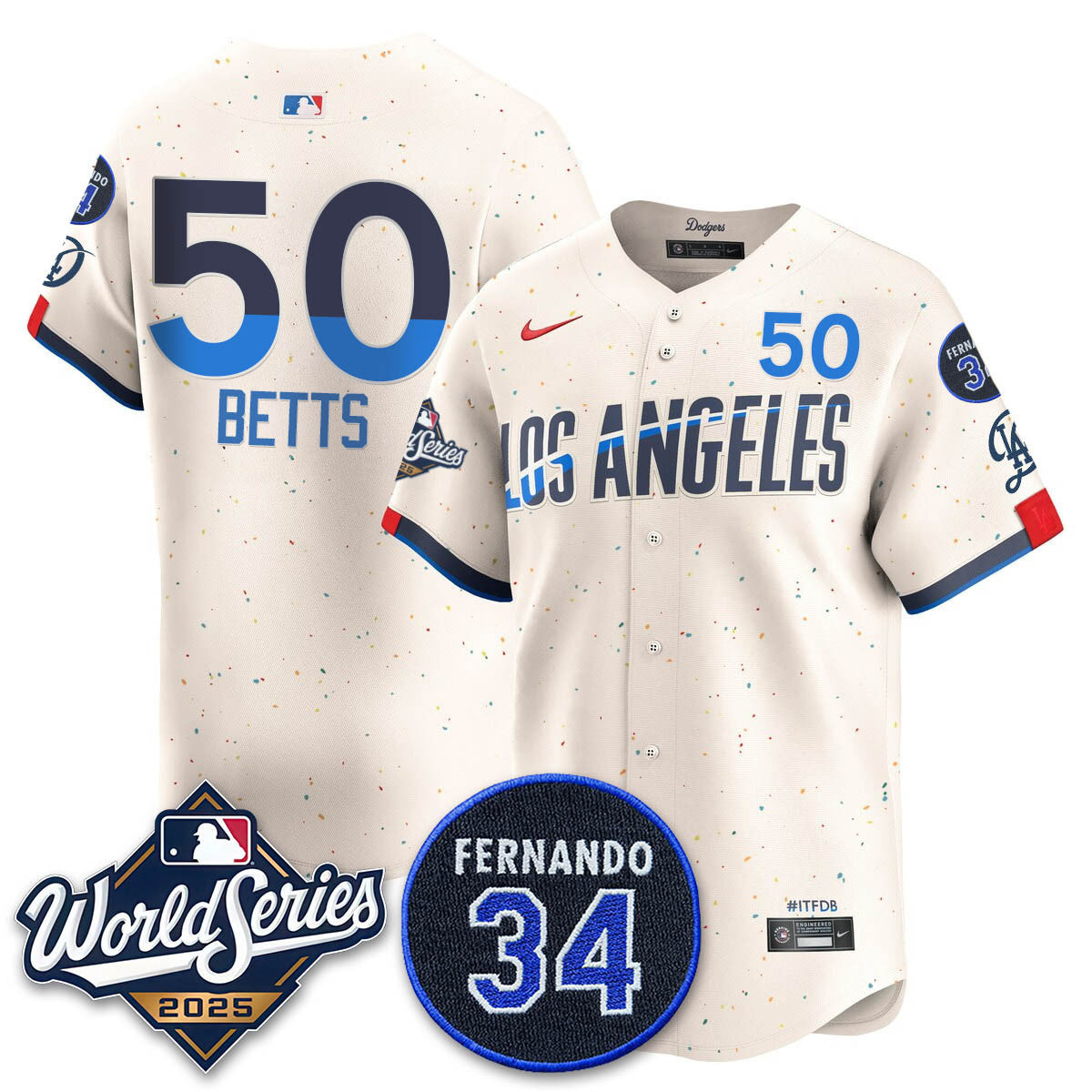 Los Angeles Dodgers 2025 National League Champions Jersey - All Stitched