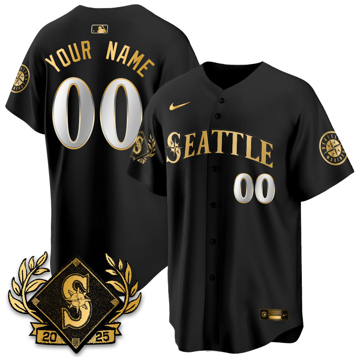 Custom Seattle Mariners 2025 Series Gold Jersey - All Stitched