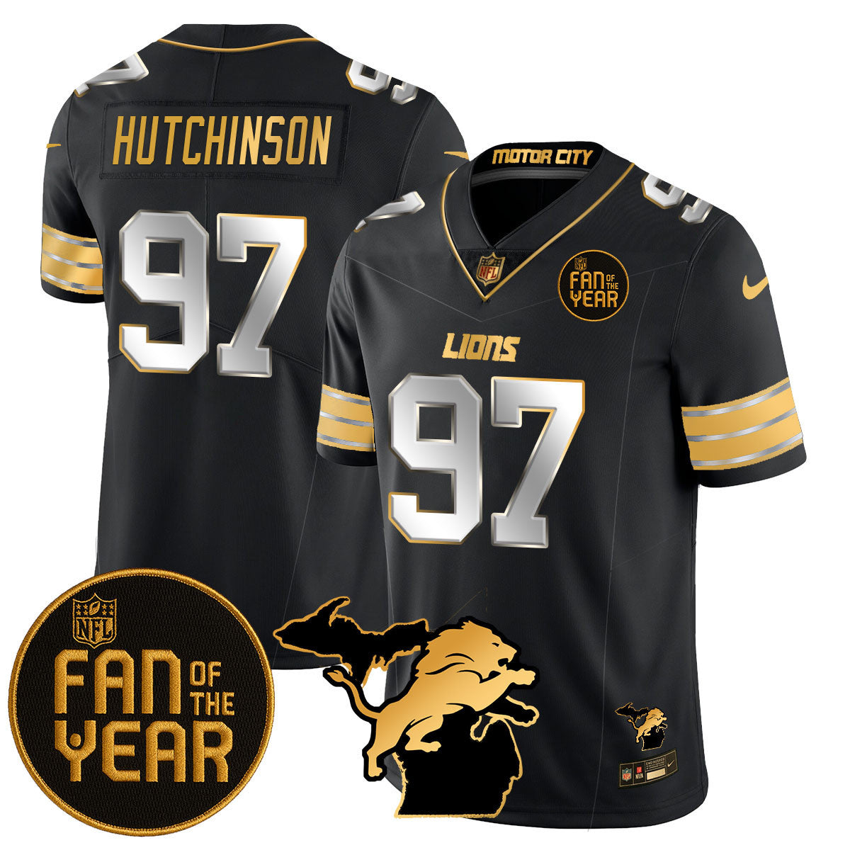 Men's Detroit Lions "Fan Of The Year" Jersey - All Stitched