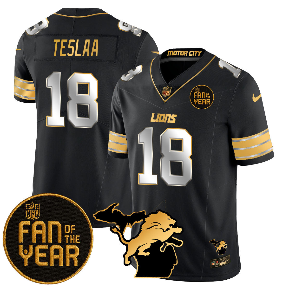Men's Detroit Lions "Fan Of The Year" Jersey - All Stitched