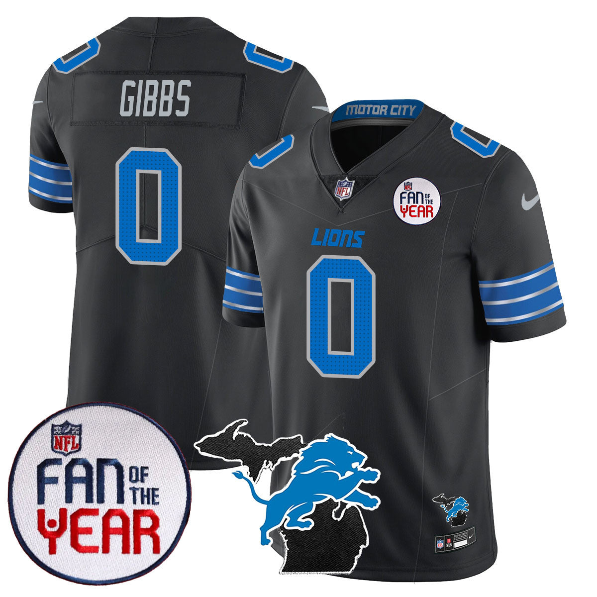 Men's Detroit Lions "Fan Of The Year" Jersey - All Stitched