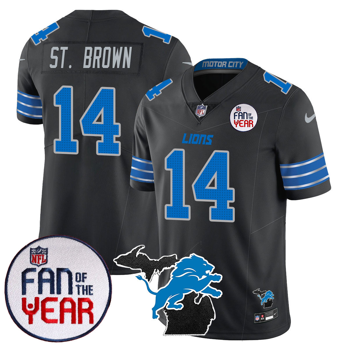 Men's Detroit Lions "Fan Of The Year" Jersey - All Stitched
