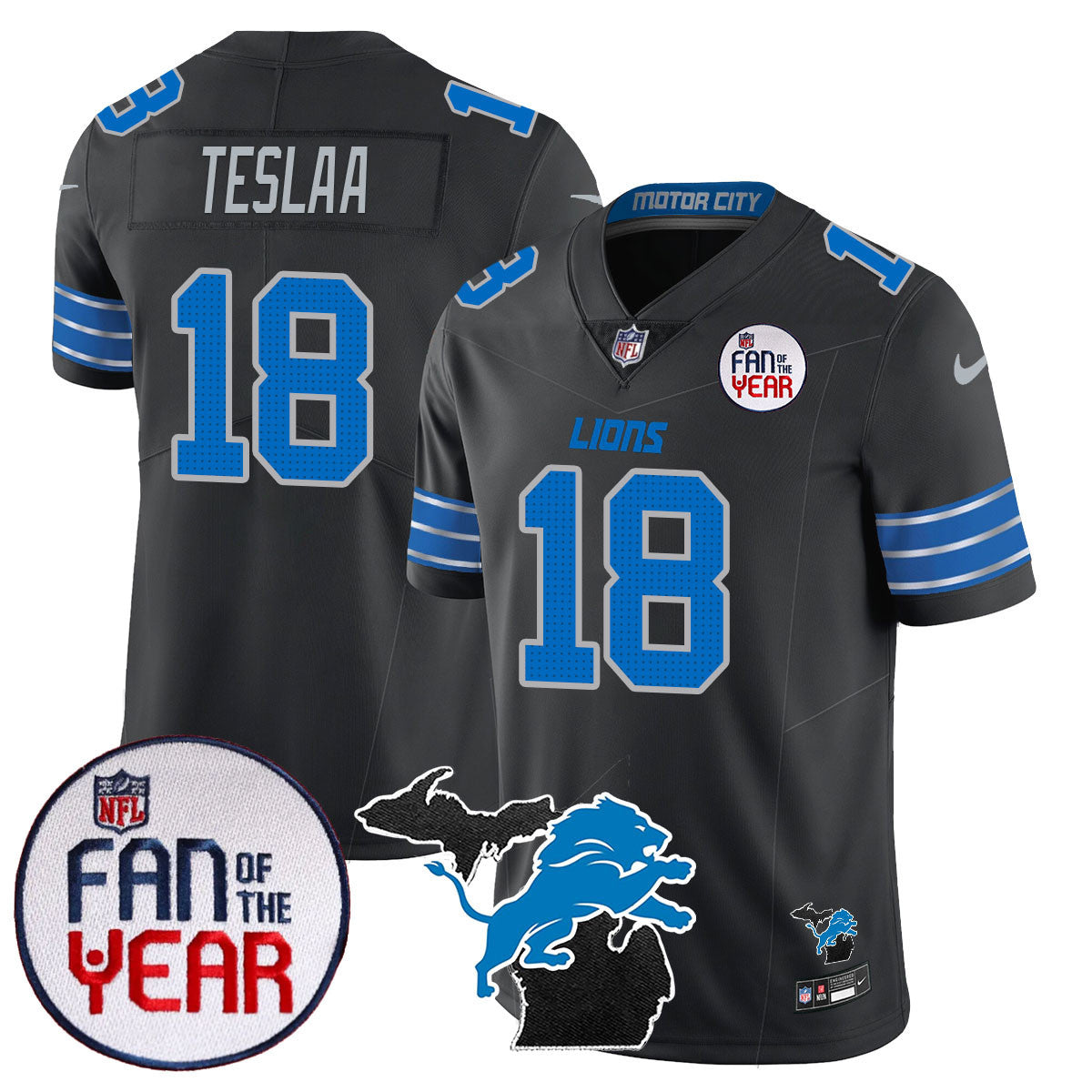 Men's Detroit Lions "Fan Of The Year" Jersey - All Stitched