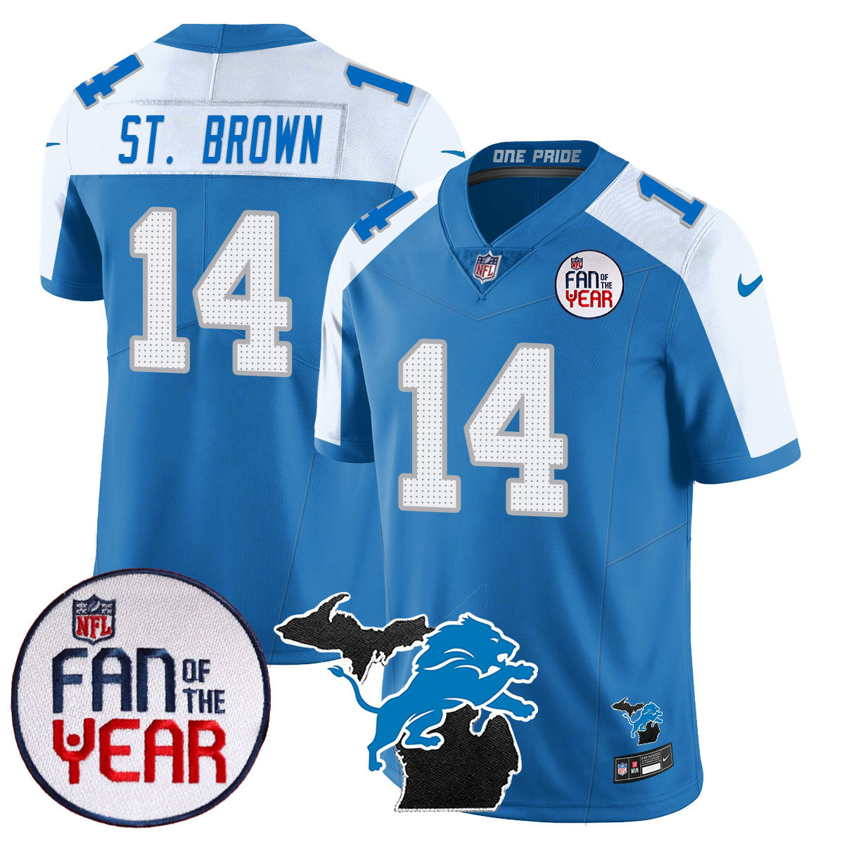 Men's Detroit Lions "Fan Of The Year" Jersey - All Stitched