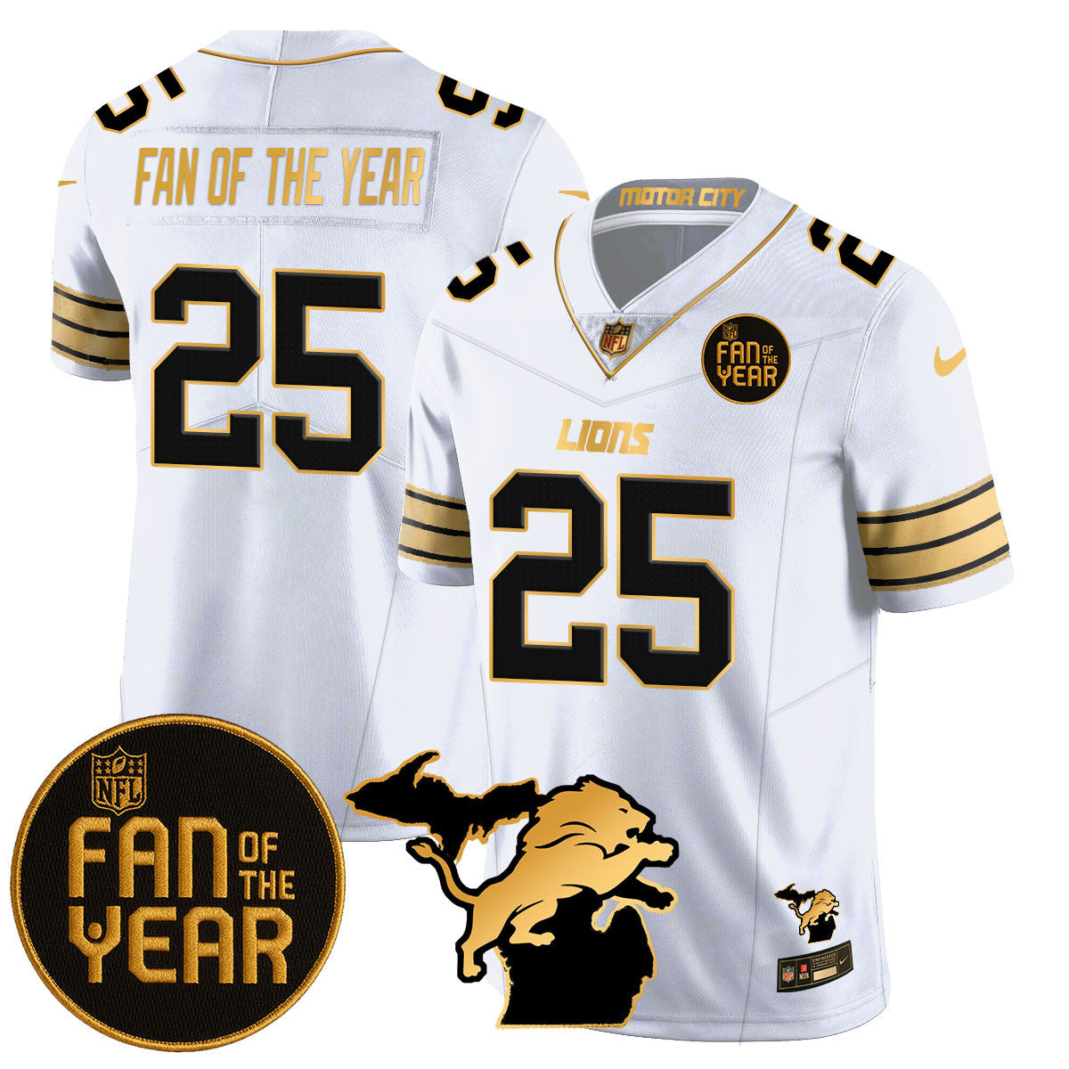 Men's Detroit Lions "Fan Of The Year" Jersey - All Stitched