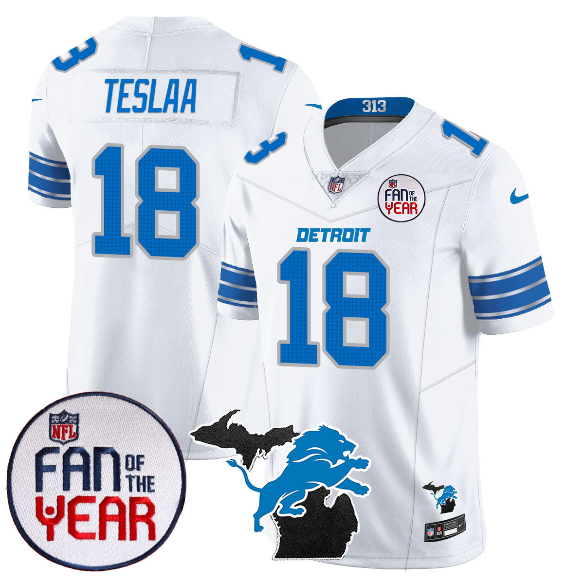 Detroit Lions "Fan Of The Year" Jersey - All Stitched
