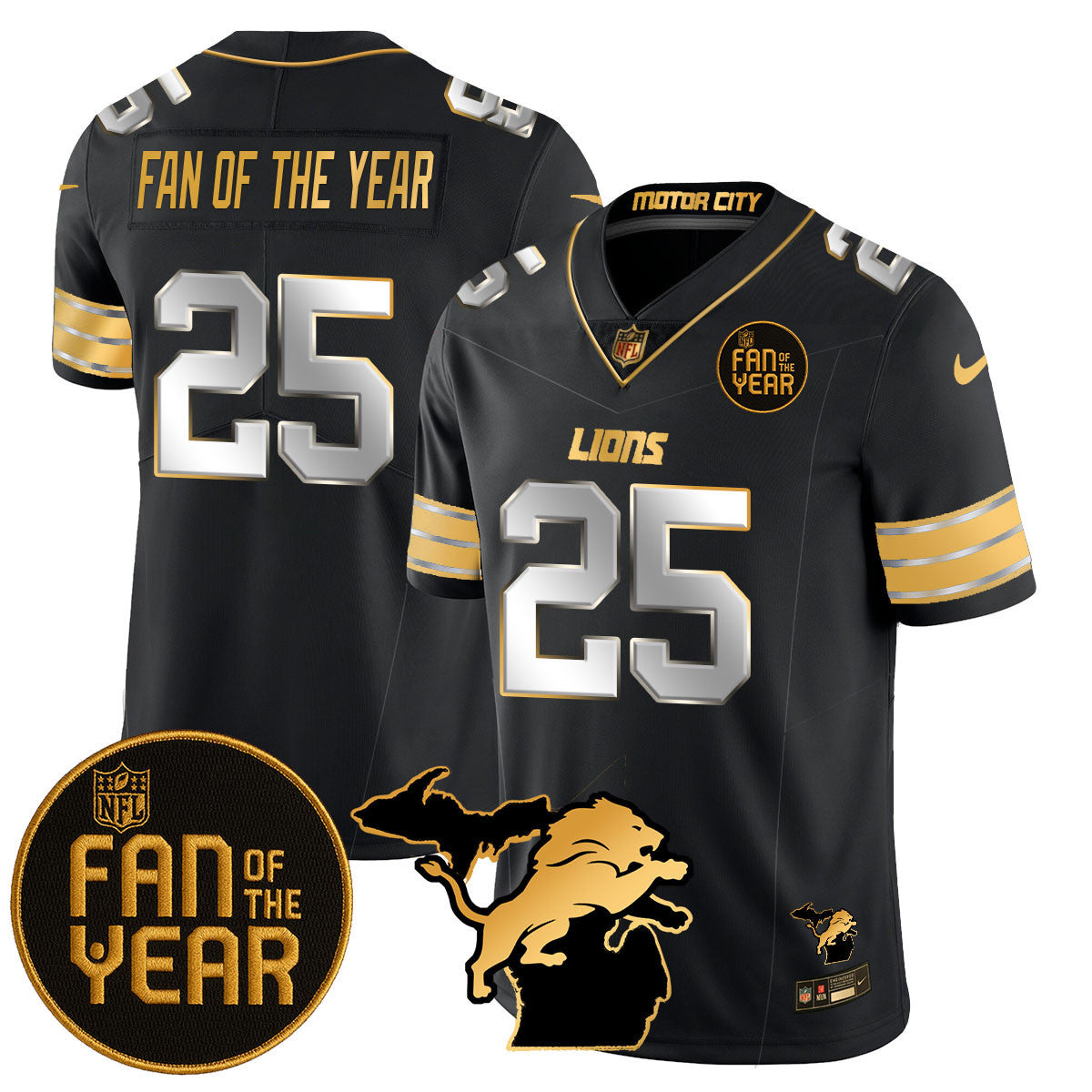 Men's Detroit Lions "Fan Of The Year" Jersey - All Stitched
