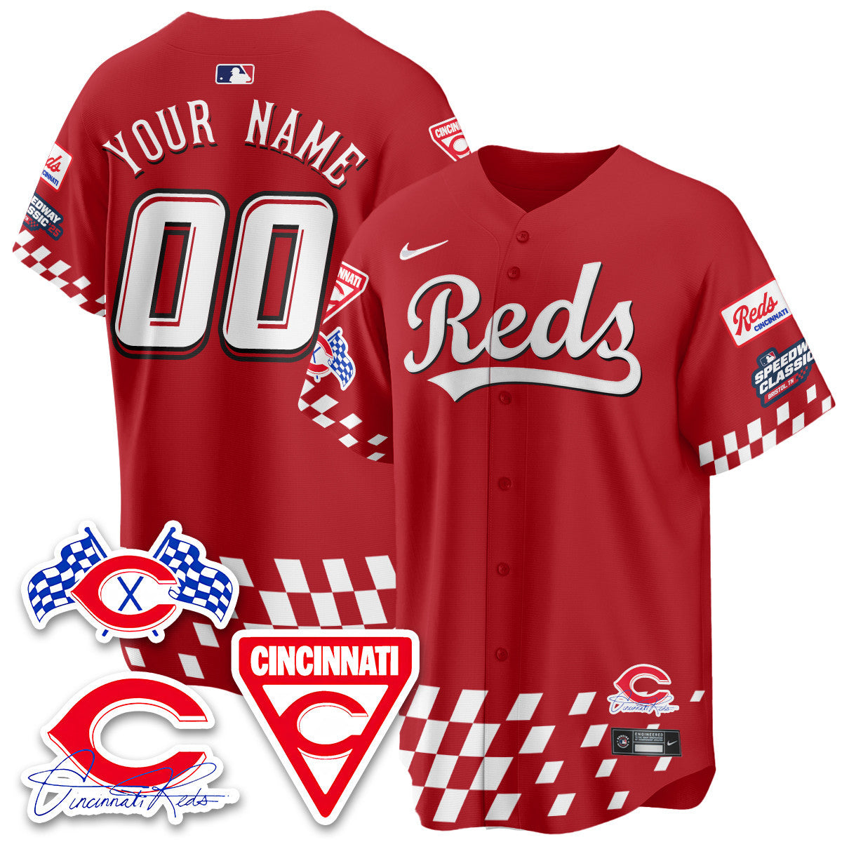 Cincinnati Reds 2025 Speedway Limited Custom Jersey V2 - All Stitched