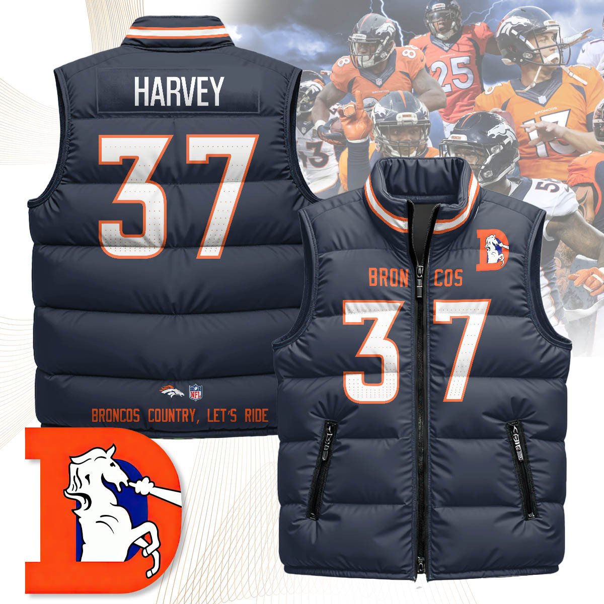 Denver Broncos Unisex Puffer Vest