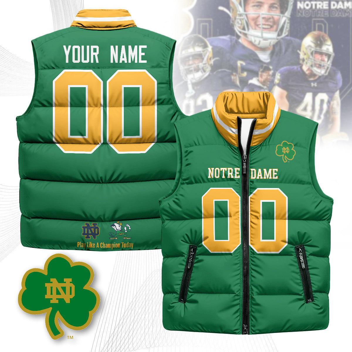 Notre Dame Fighting Irish Custom Unisex Puffer Vest