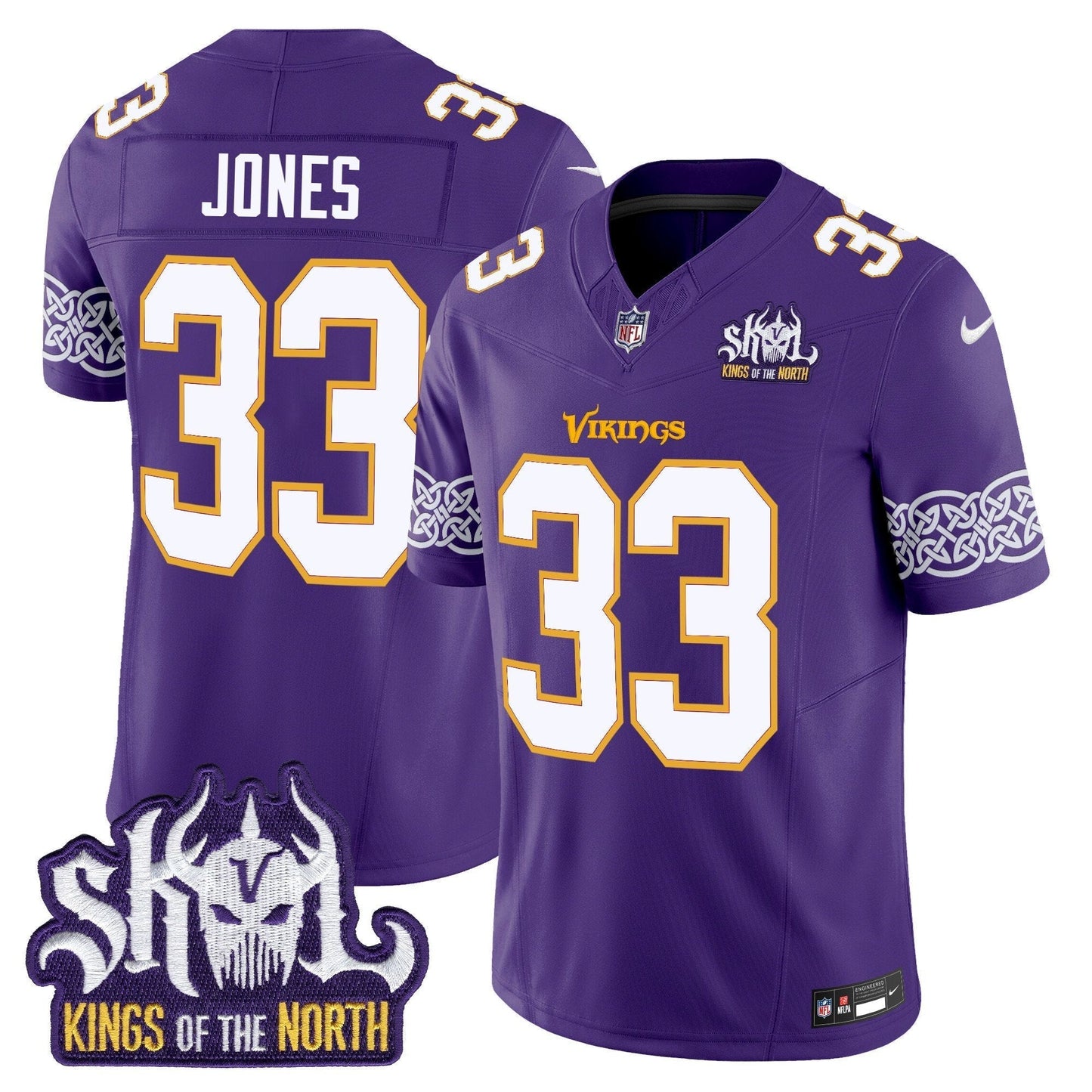 MIN King Of The North Patch Throwback Vapor Limited Jersey V2 - All Stitched