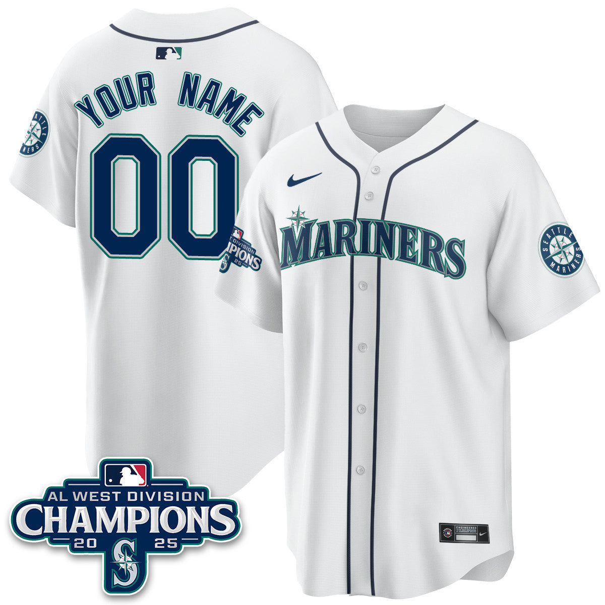 Custom Seattle Mariners 2025 AL West Division Champions Jersey - All Stitched