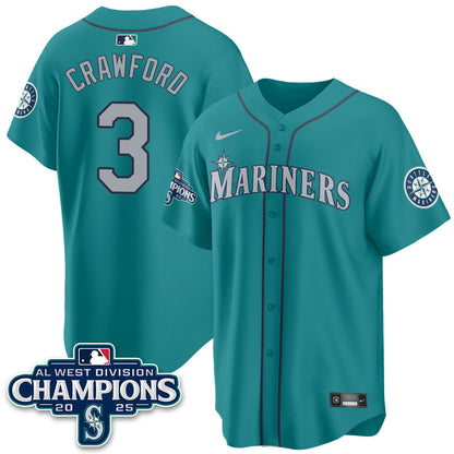 Men's Seattle Mariners 2025 AL West Division Champions Jersey - All Stitched