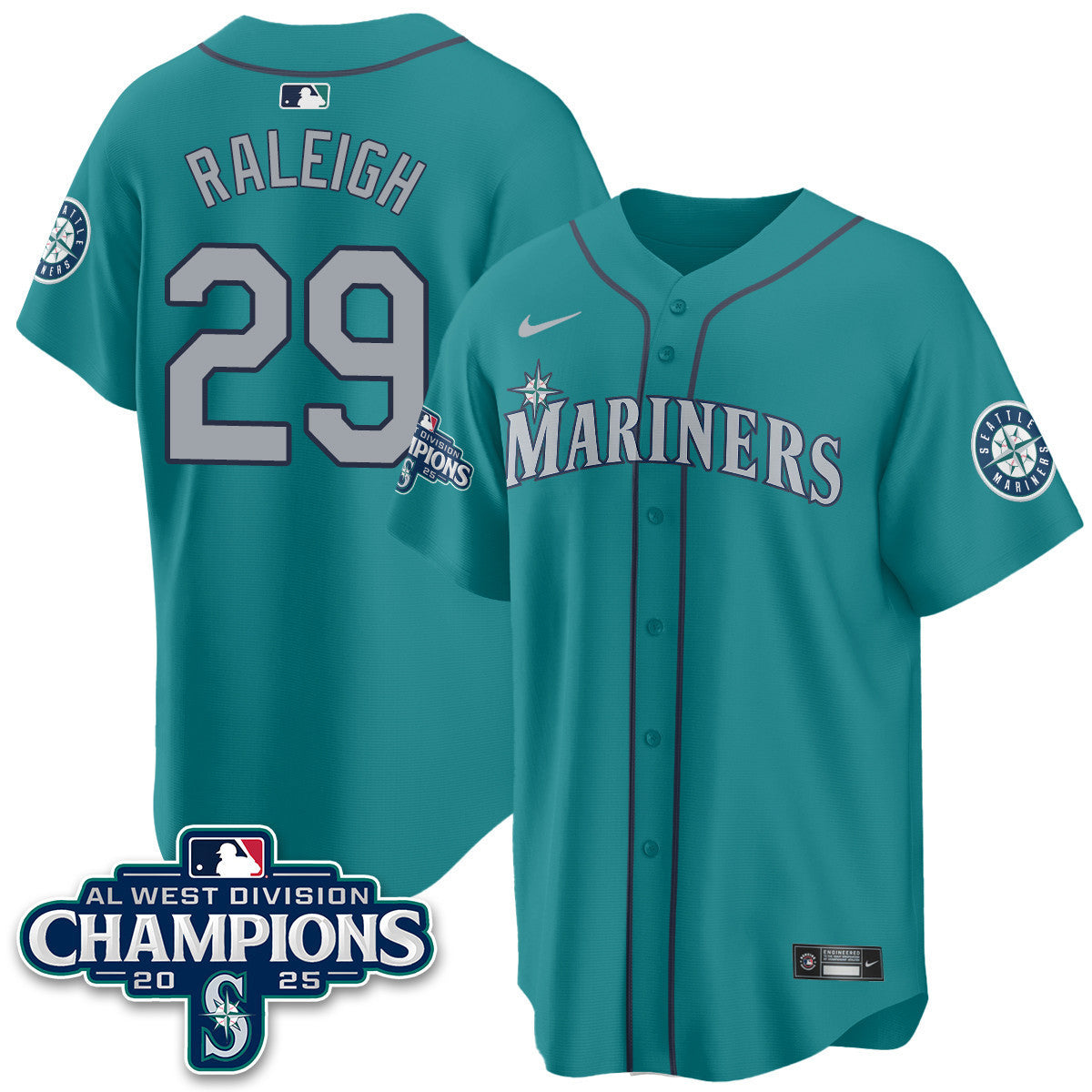 Men's Seattle Mariners 2025 AL West Division Champions Jersey - All Stitched
