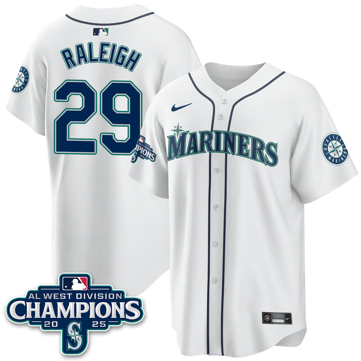 Men's Seattle Mariners 2025 AL West Division Champions Jersey - All Stitched