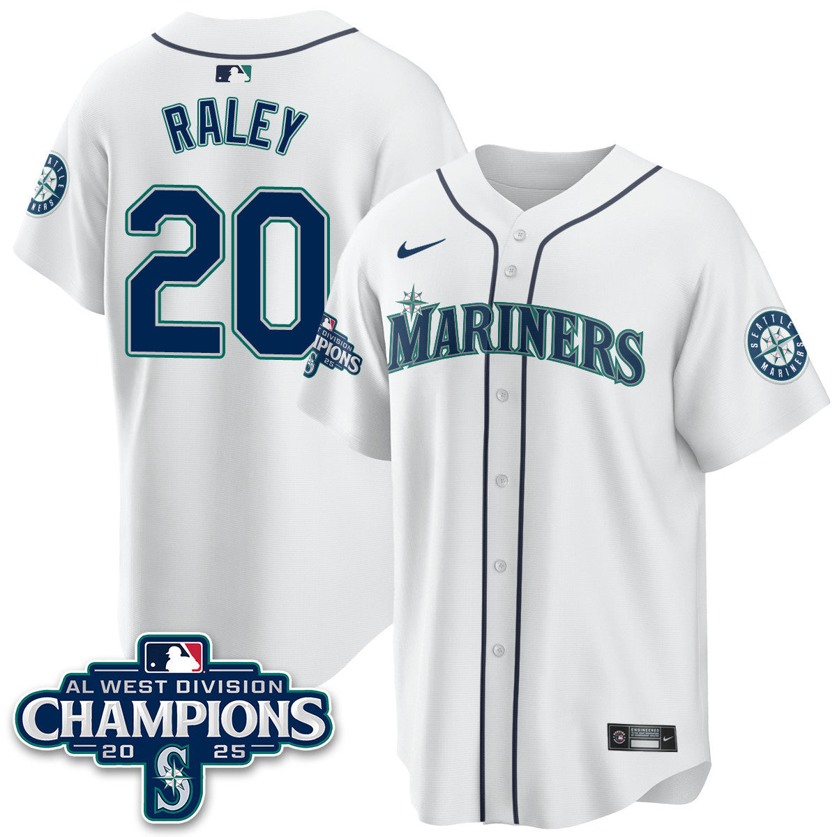 Men's Seattle Mariners 2025 AL West Division Champions Jersey - All Stitched