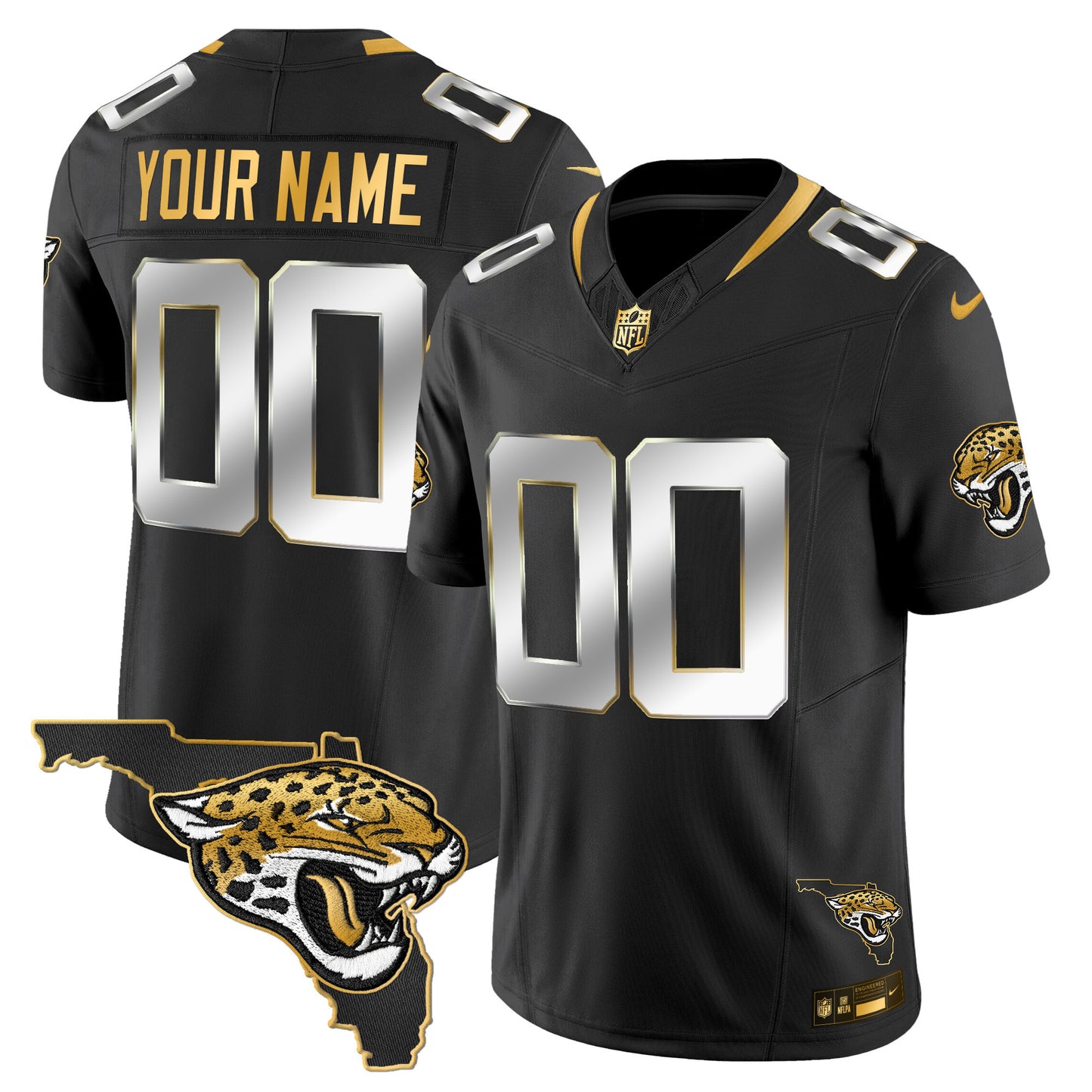 Jacksonville Jaguars 2025 Gold Vapor Limited Custom Jersey - All Stitched