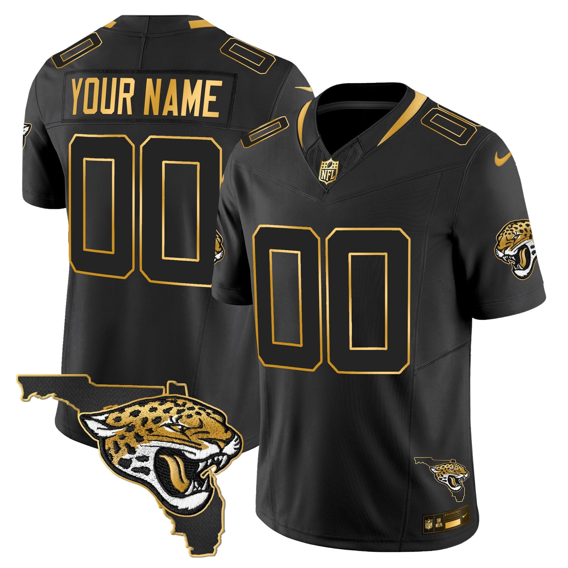 Jacksonville Jaguars 2025 Gold Vapor Limited Custom Jersey - All Stitched