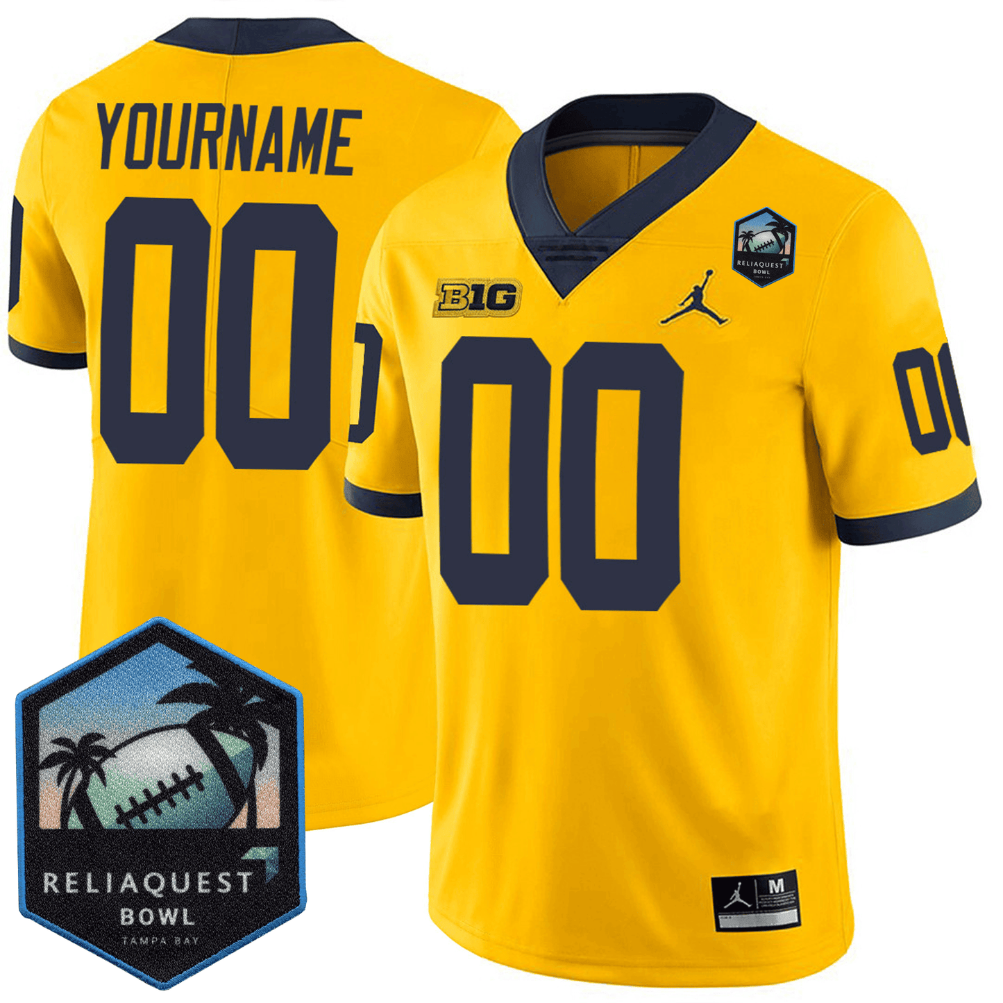 Custom MICH Football 24/25 Jersey - ReliaQuest Bowl Patch