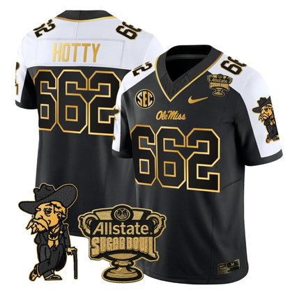 Ole Miss Rebels 2025 Gold Vapor Limited Jersey - Sugar Bowl Patch - All Stitched