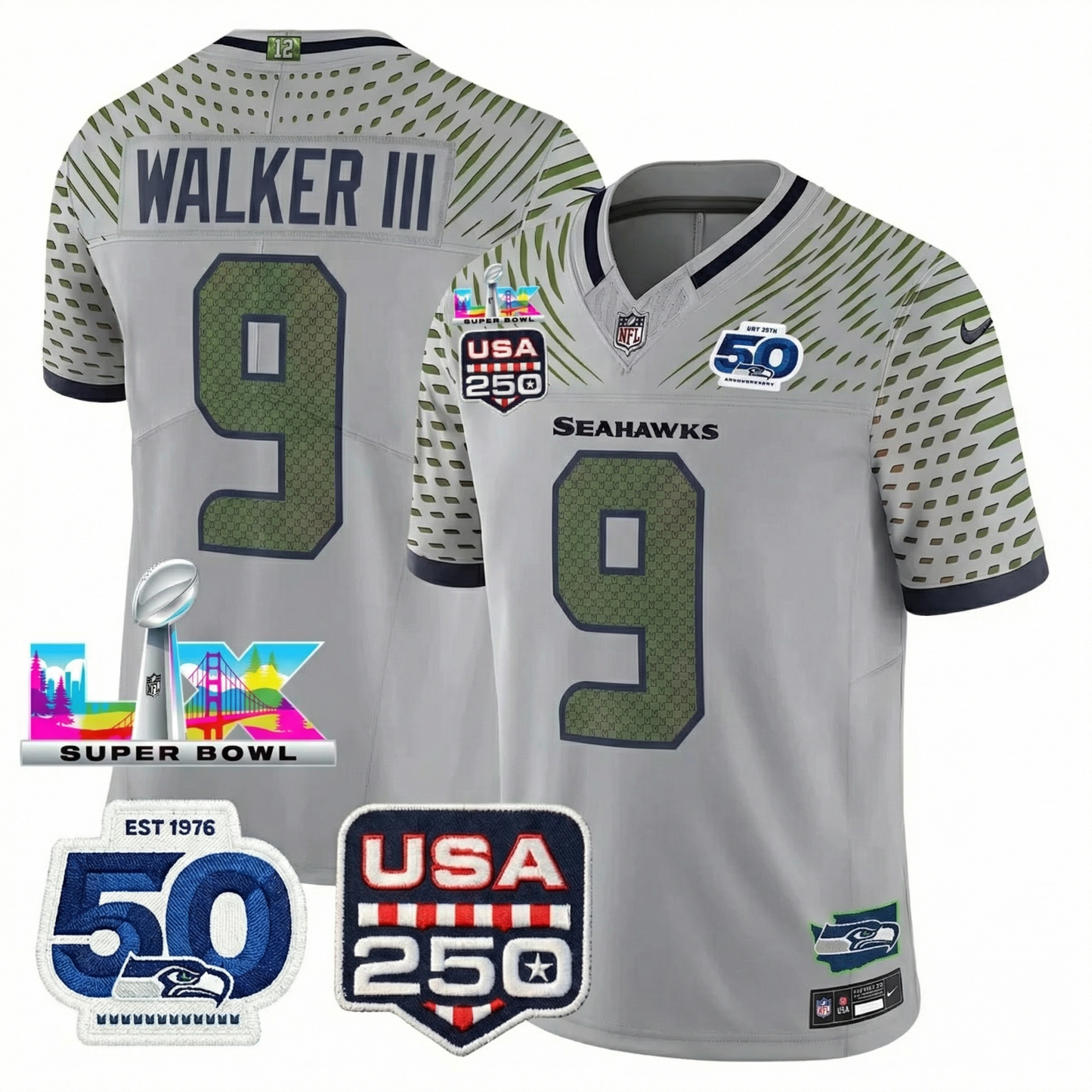 SEA SB LX Game Patch Jersey - All Stitched
