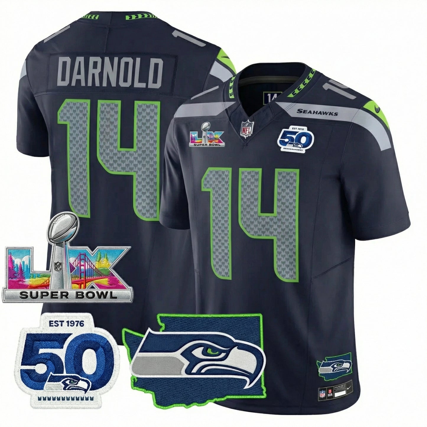 SEA SB LX Game Patch Jersey - All Stitched