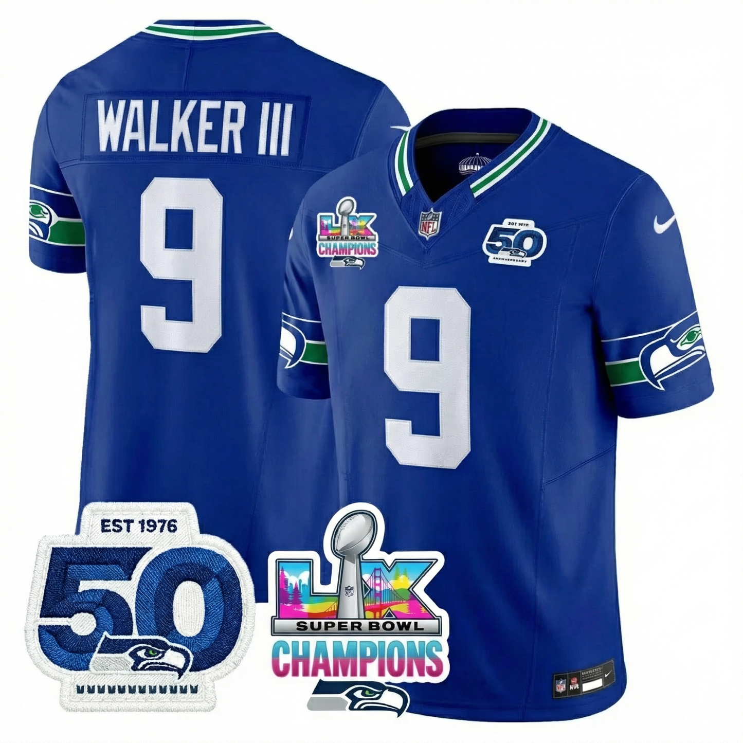 SEA SB LX Game Patch Jersey - All Stitched