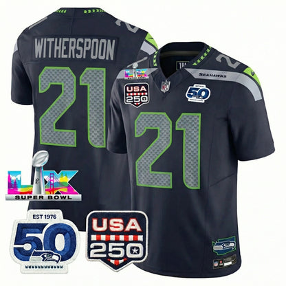 SEA S.Bowl LX Champions Patch Vapor Limited Jersey - All Stitched