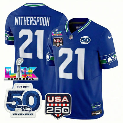 SEA S.Bowl LX Champions Patch Vapor Limited Jersey - All Stitched