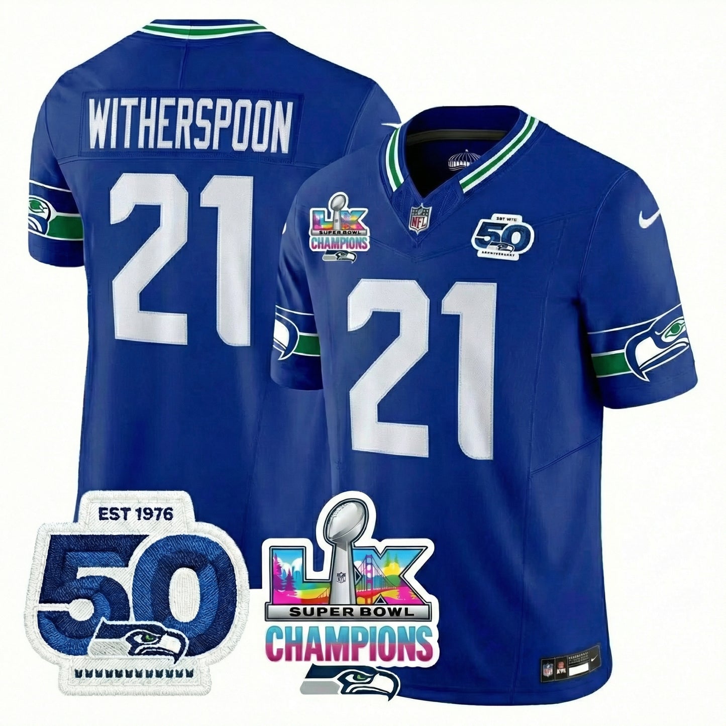 SEA S.Bowl LX Champions Patch Vapor Limited Jersey - All Stitched