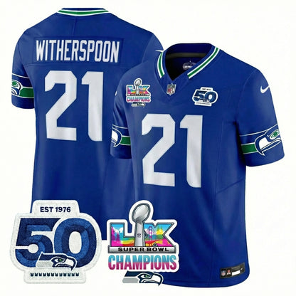 SEA S.Bowl LX Champions Patch Vapor Limited Jersey - All Stitched