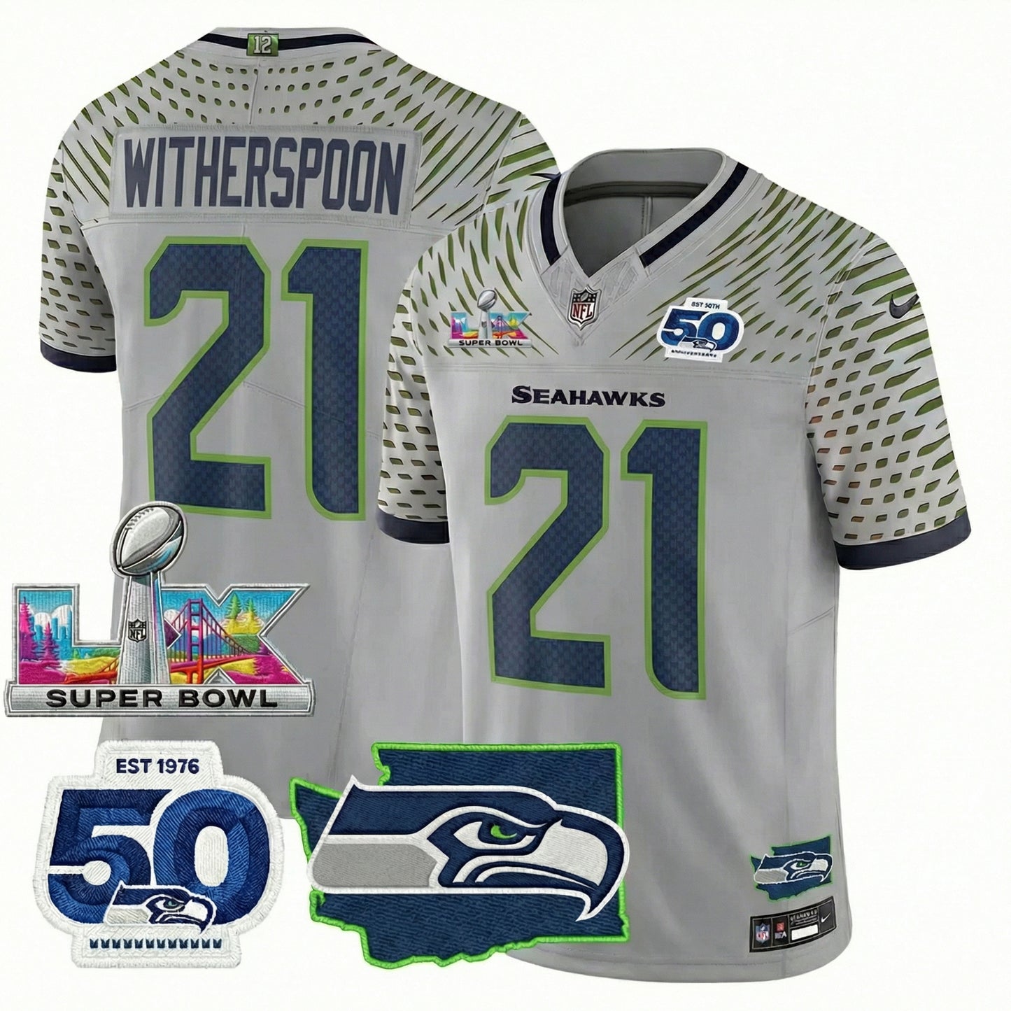 SEA S.Bowl LX Champions Patch Vapor Limited Jersey - All Stitched