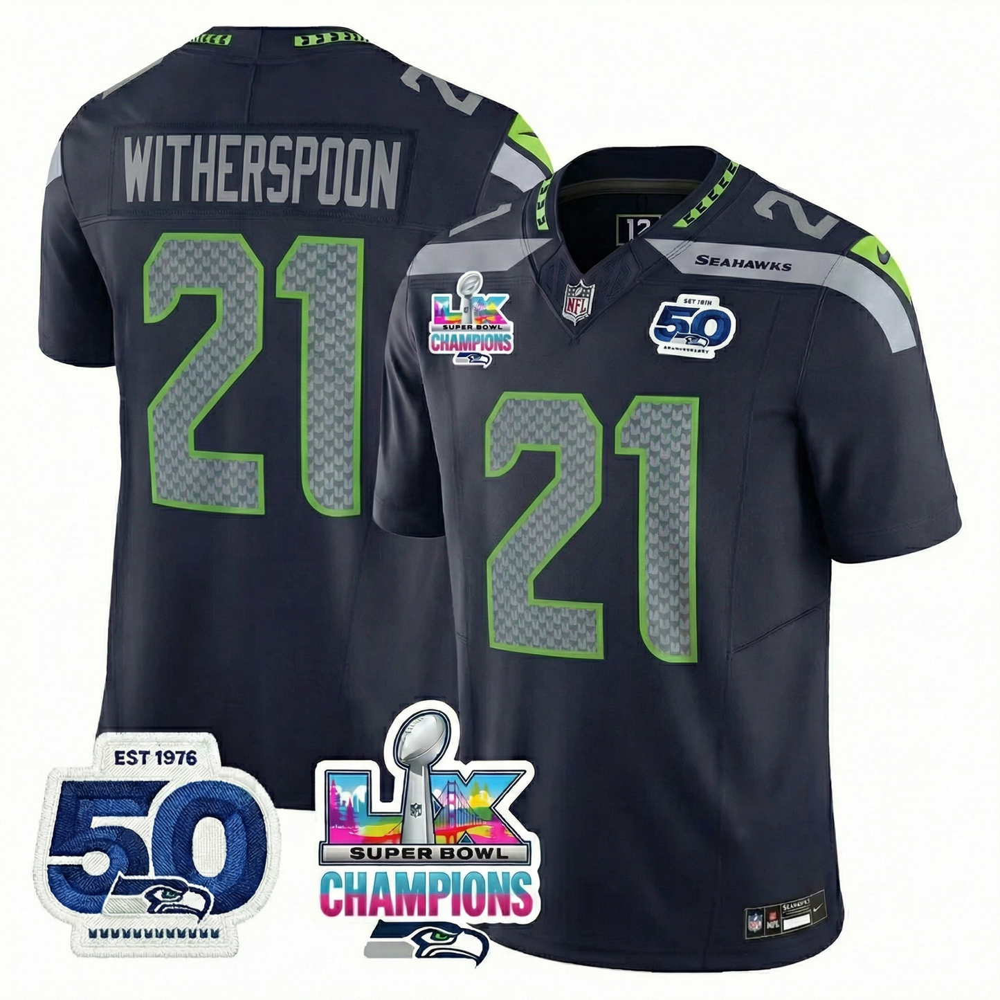 SEA S.Bowl LX Champions Patch Vapor Limited Jersey - All Stitched