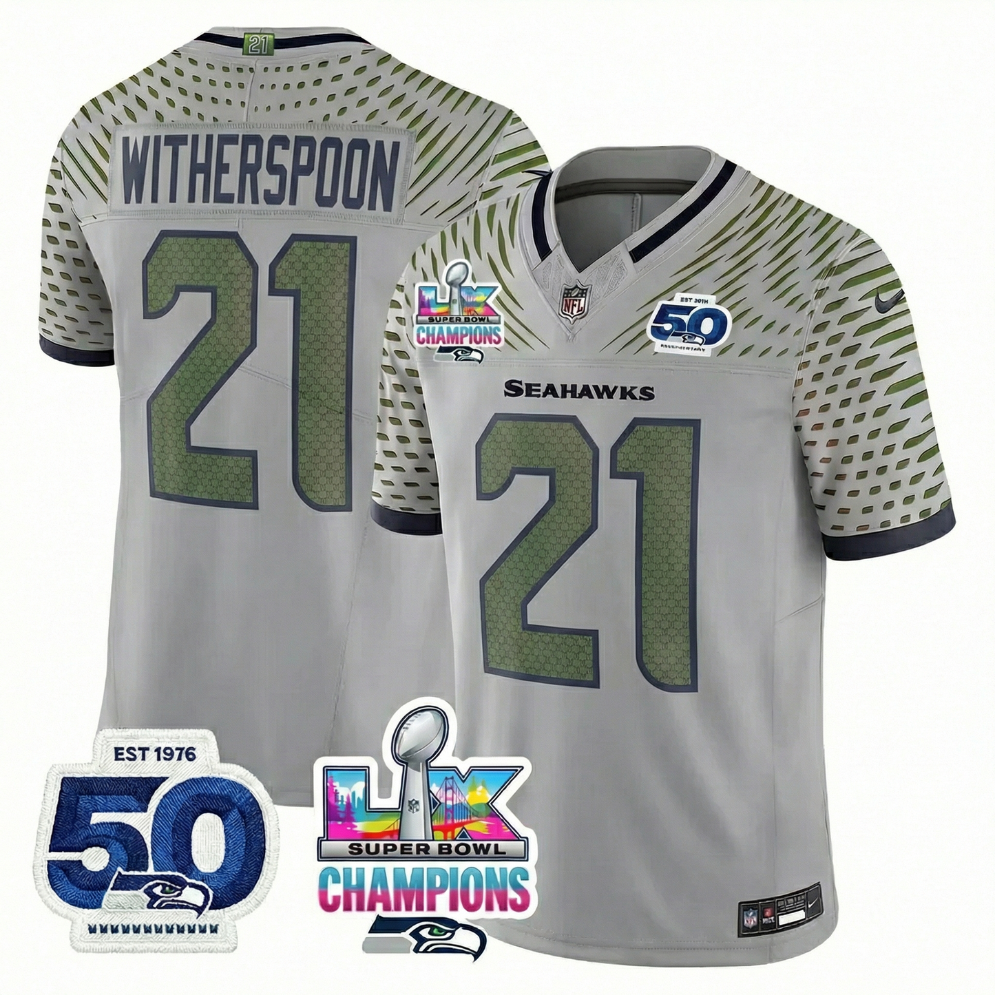 SEA S.Bowl LX Champions Patch Vapor Limited Jersey - All Stitched