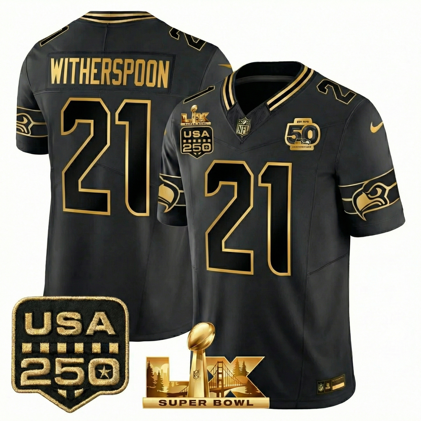 SEA S.Bowl LX Champions Patch Vapor Limited Jersey - All Stitched