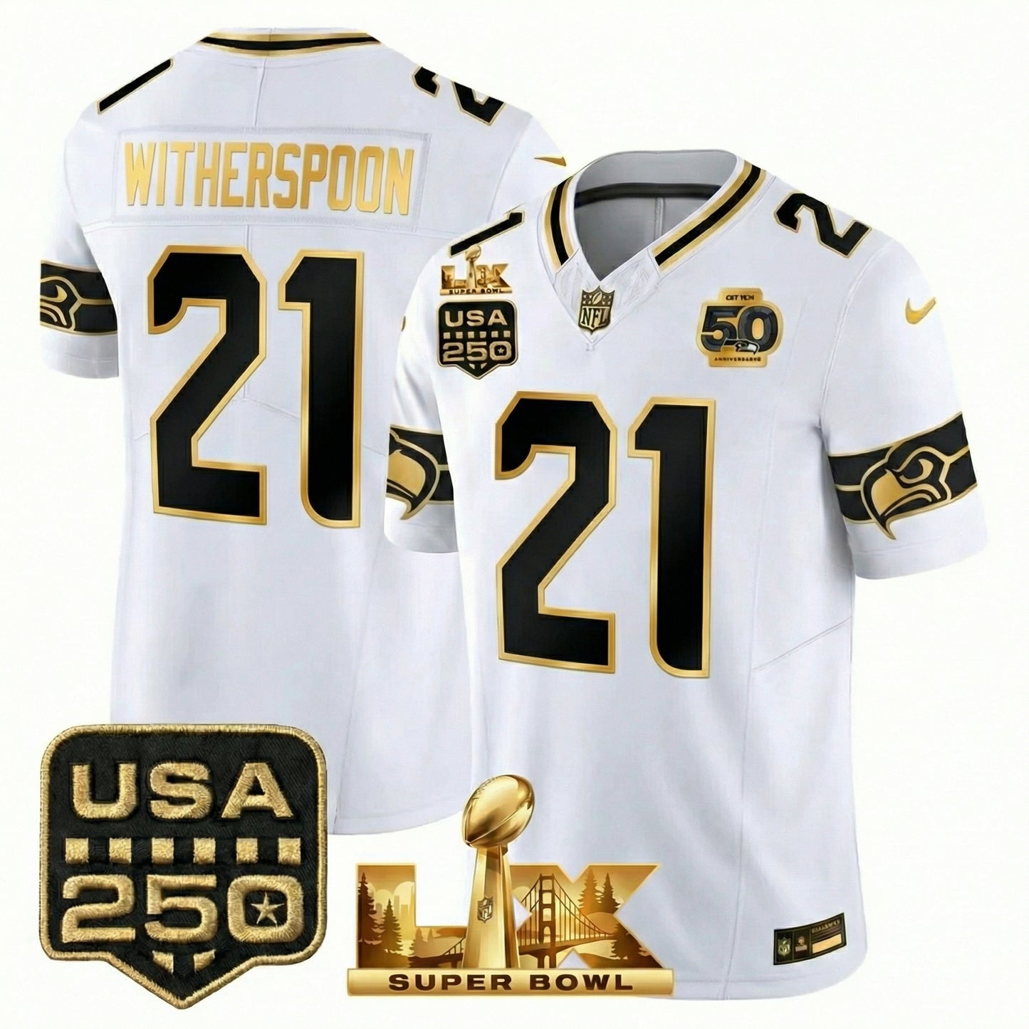 SEA S.Bowl LX Champions Patch Vapor Limited Jersey - All Stitched