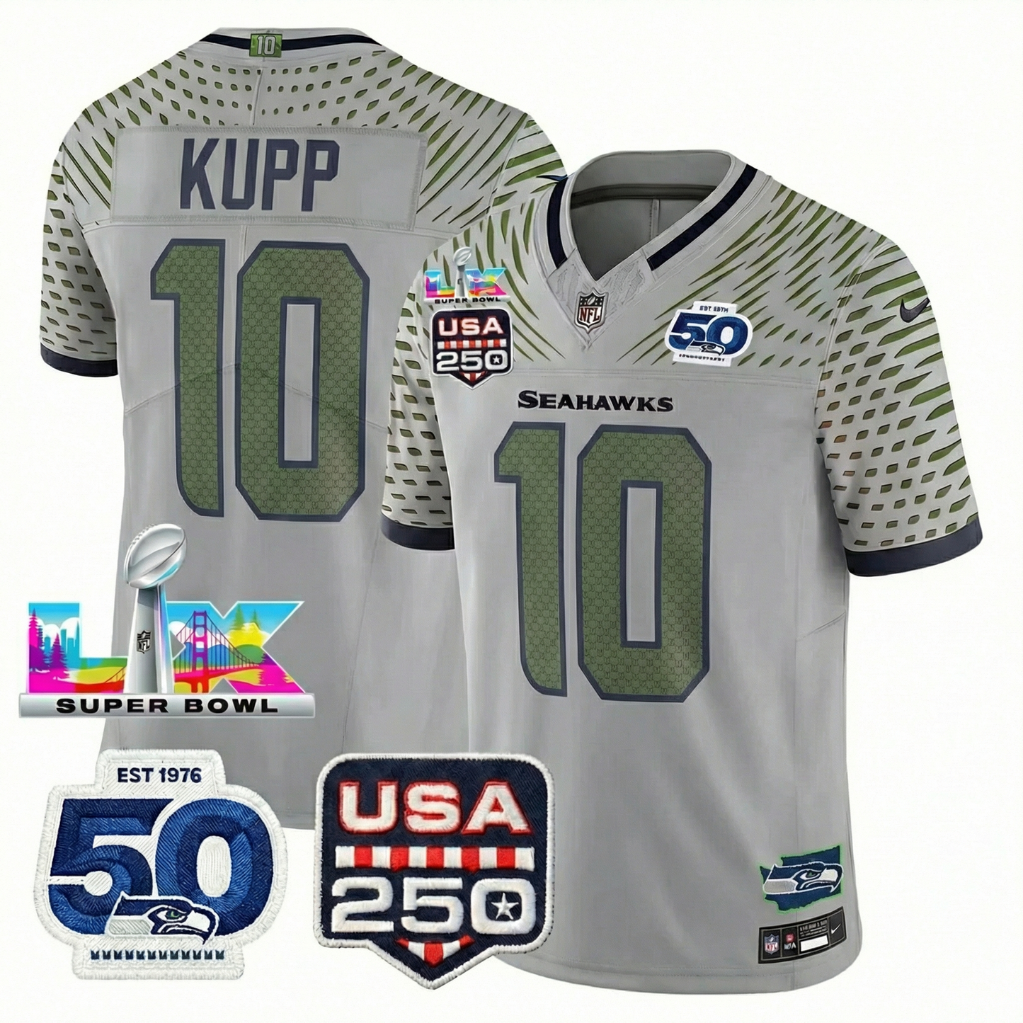 SEA S.Bowl LX Champions Patch Vapor Limited Jersey - All Stitched
