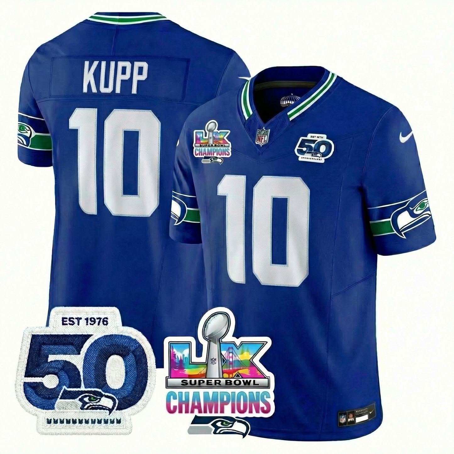 SEA S.Bowl LX Champions Patch Vapor Limited Jersey - All Stitched