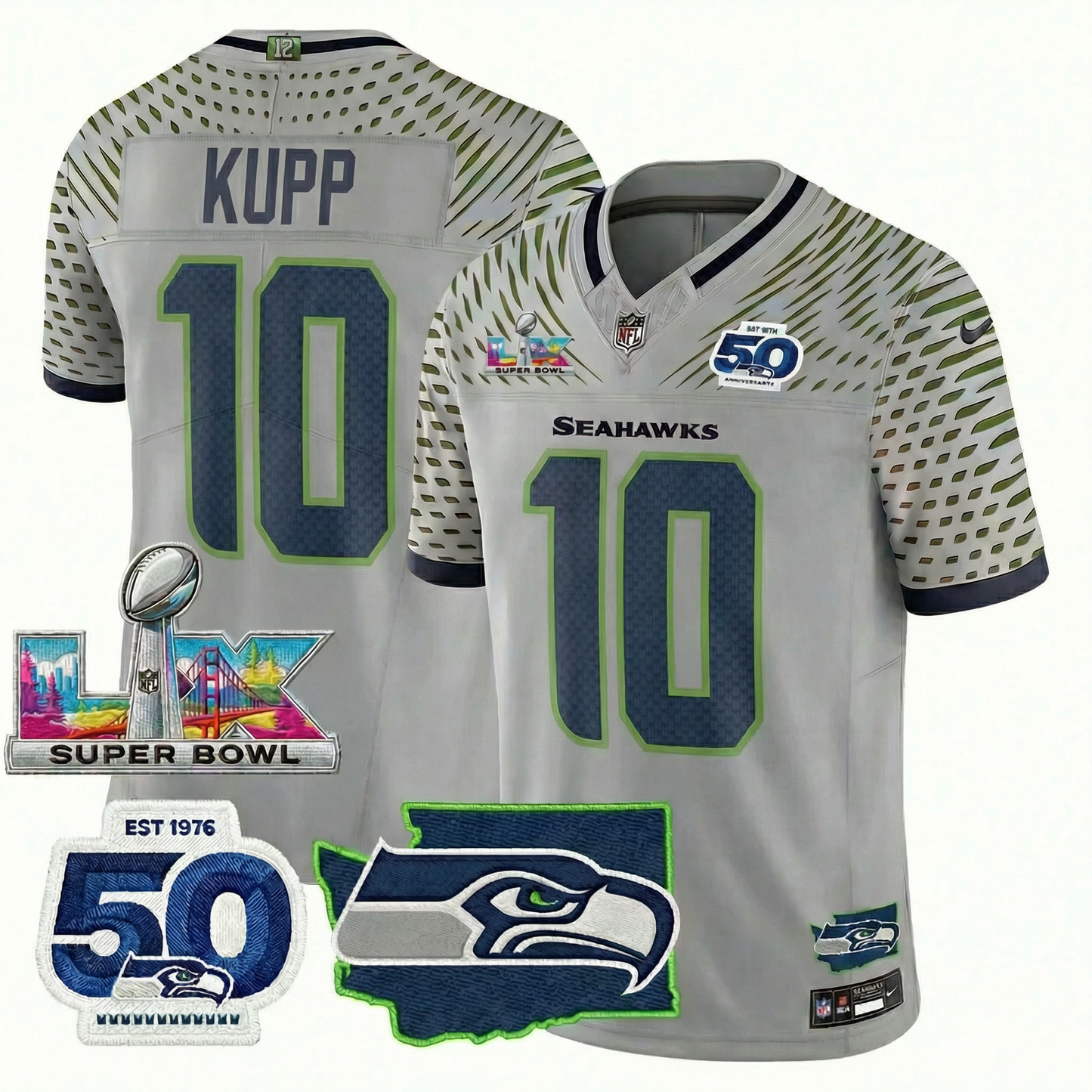 SEA S.Bowl LX Champions Patch Vapor Limited Jersey - All Stitched