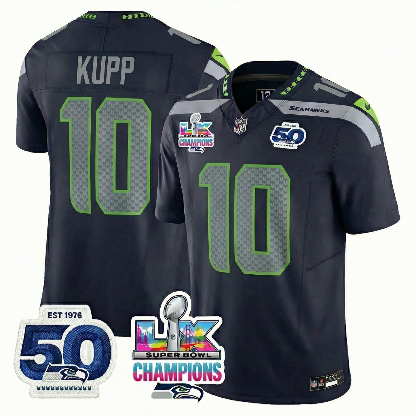 SEA S.Bowl LX Champions Patch Vapor Limited Jersey - All Stitched