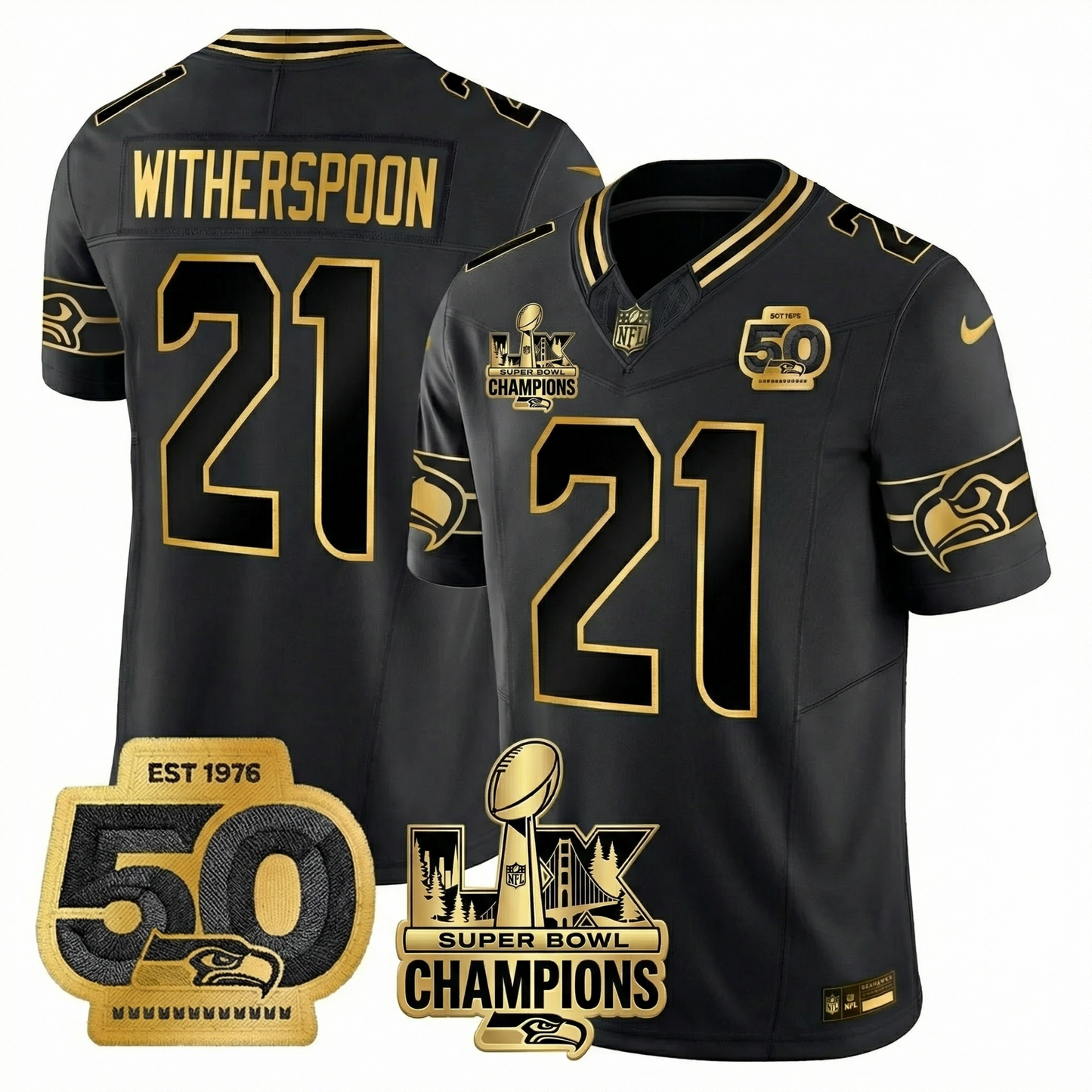 SEA S.Bowl LX Champions Patch Vapor Limited Jersey - All Stitched
