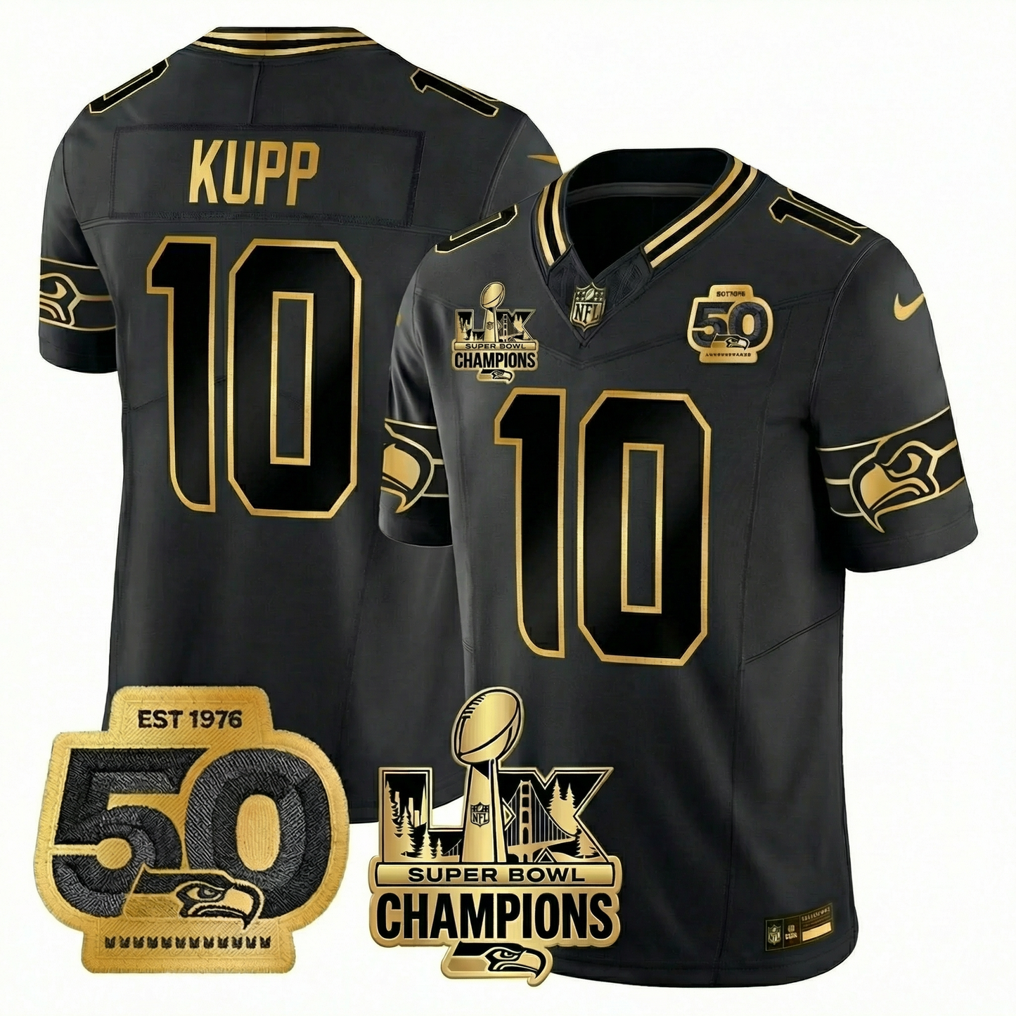SEA S.Bowl LX Champions Patch Vapor Limited Jersey - All Stitched
